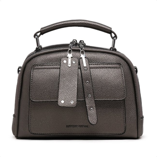 Bolsa Transversal Couro Bolsinha Feminina Moderna Compacta - Chumbo