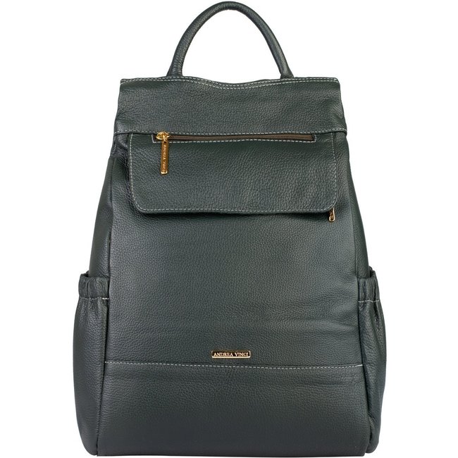 Mochila antifurto de couro liso Suelen - Verde militar