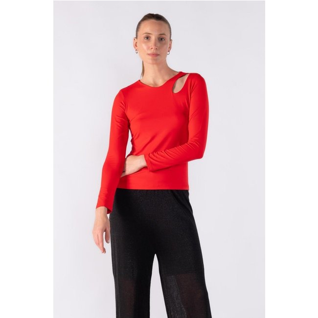 Blusa manga longa com recorte Vermelho