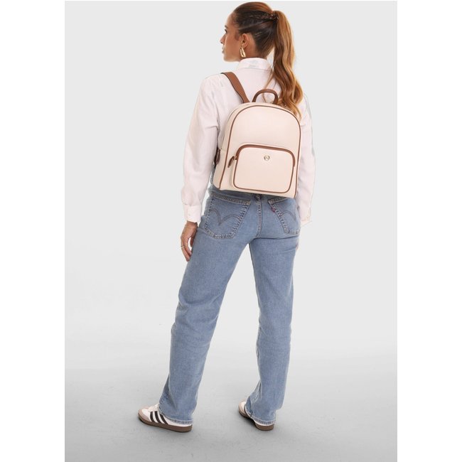Mochila Couro Mariart 6601MRT Off White/Camel