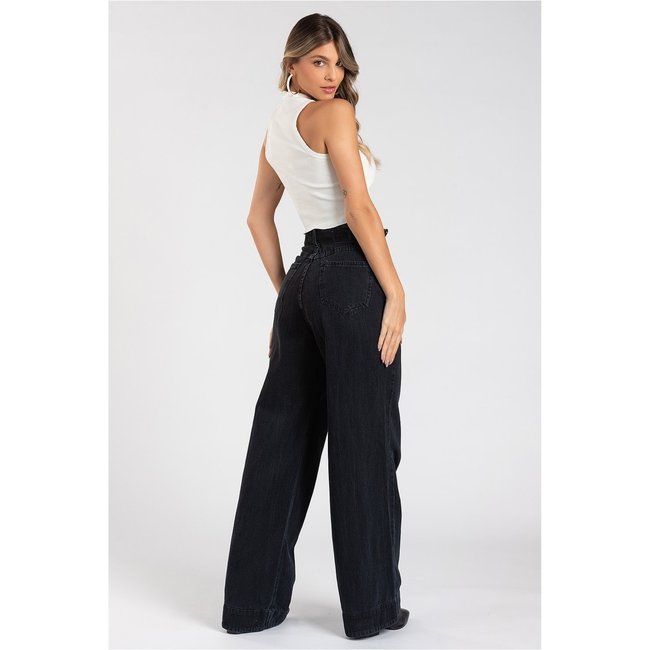Calça Jeans Wide Leg Judy c/ Cinto Removível