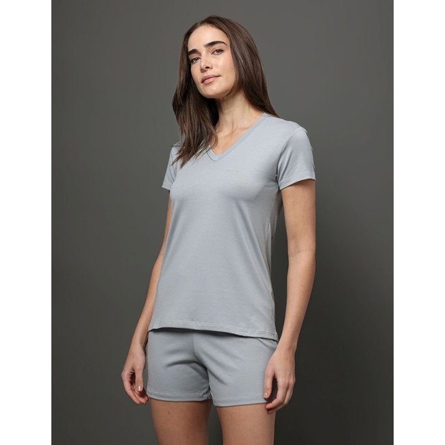 Pijama Feminino Manga Curta e Short Pima Cotton - Light Grey Calvin Klein Jeans