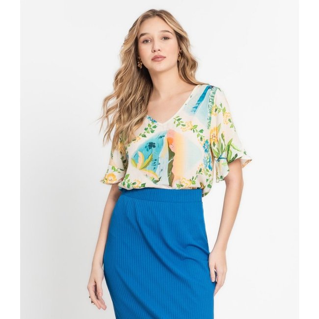Blusa Feminina Estampada Infinita Cor Bege