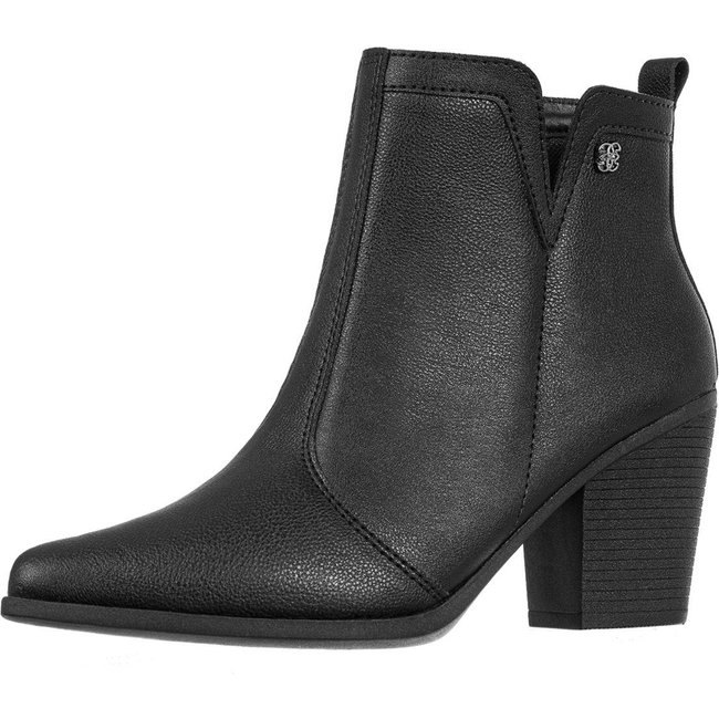 Bota Texana GiGiL Western Bico Fino Salto Alto Cano Curto Detalhe lateral Preto