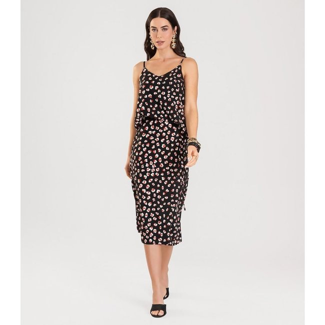 Blusa de Alça Feminina Estampada Dianna Preto