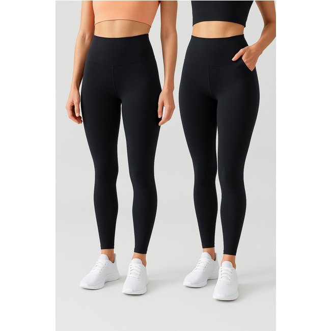 Kit Com 2 Calças Leggings D Bell Outlet Fashion Com Forro Especial Preta