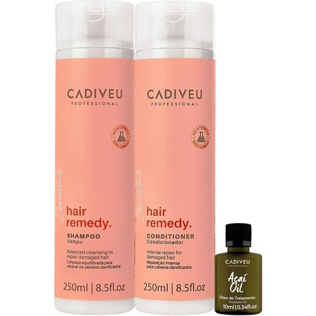 Kit Cadiveu Essentials Hair Remedy Shampoo Condicionador e Açaí Oil (3 produtos)