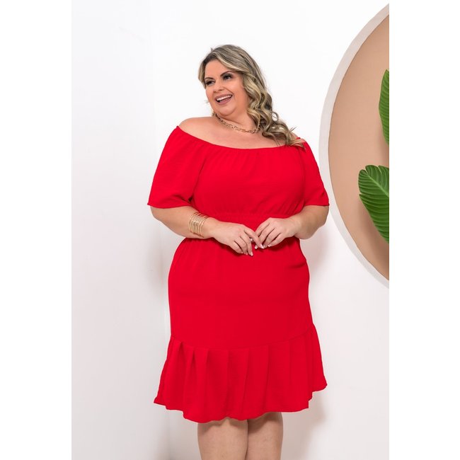 Vestido Feminino Plus Size Ciganinha Babado Vermelho