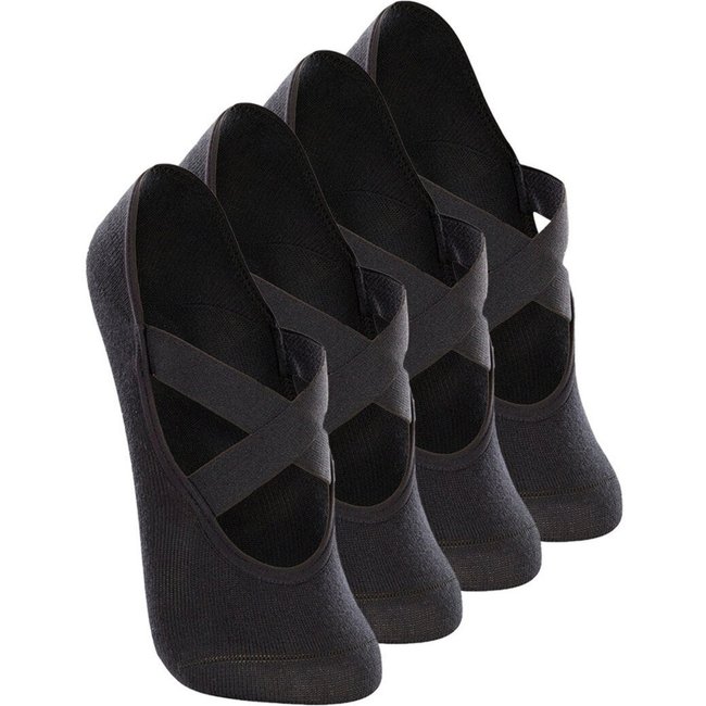 Kit 4 Pares de Sapatilhas Antiderrapante Pilates Lupo 4942-006 Preto