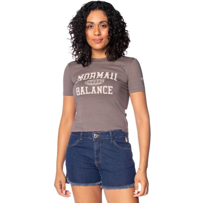 Blusa Feminina Baby Tee Mormaii Cropped Estampa Cinza