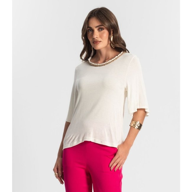 Blusa Feminina Manga Curta Endless Bege