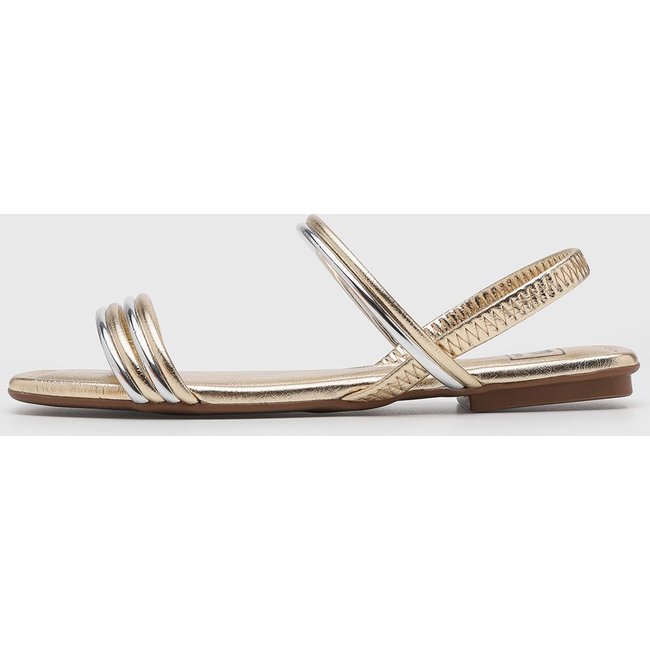 Rasteira Feminina Moleca Tiras Metalizadas Dourada