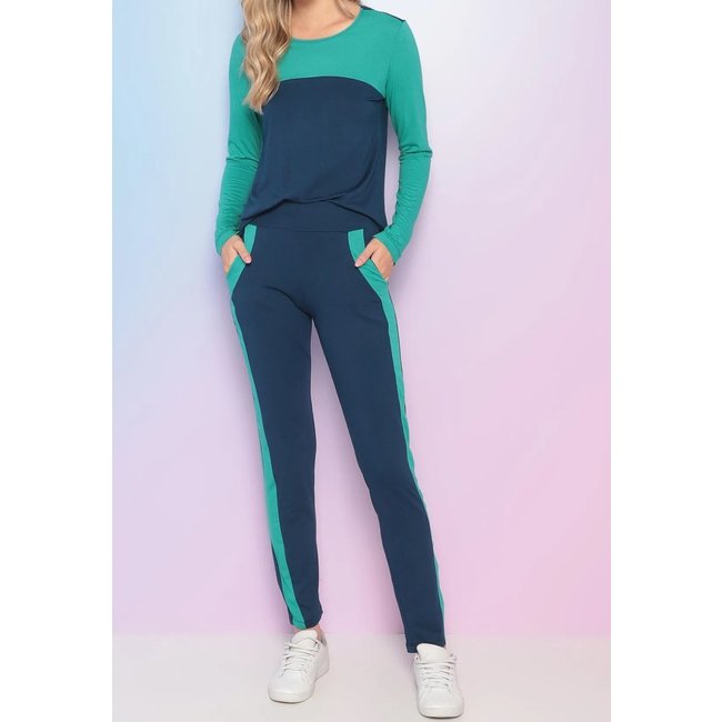 Conjunto Calça e Blusa Manga Longa Maria Paes Marinho e Verde