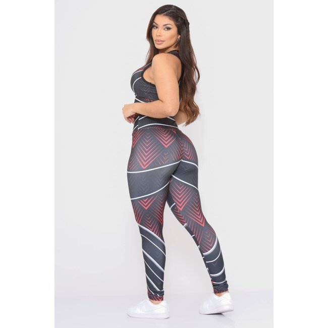 Conjunto Calça e Top de Academia Estampado Cintura Alta Linha Premium