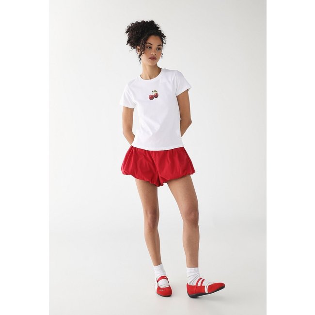 Camiseta Feminina Baby Tee Fiveblu Estampada Cherry Off White