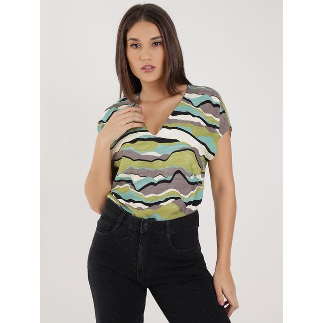 Blusa Manga Curta Estampada Autentique Feminina Verde