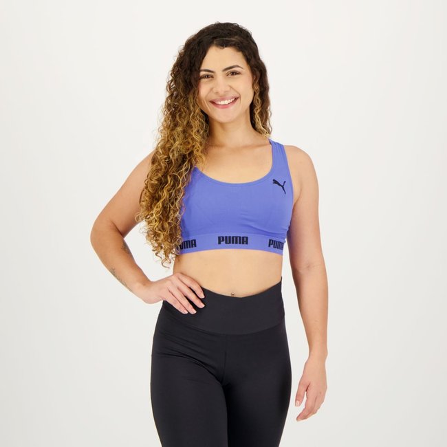Top Puma Sem Costura Azul