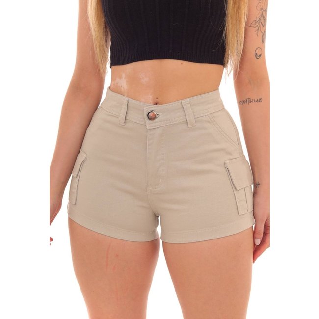 Shorts Cargo Sarja Bege Feminino