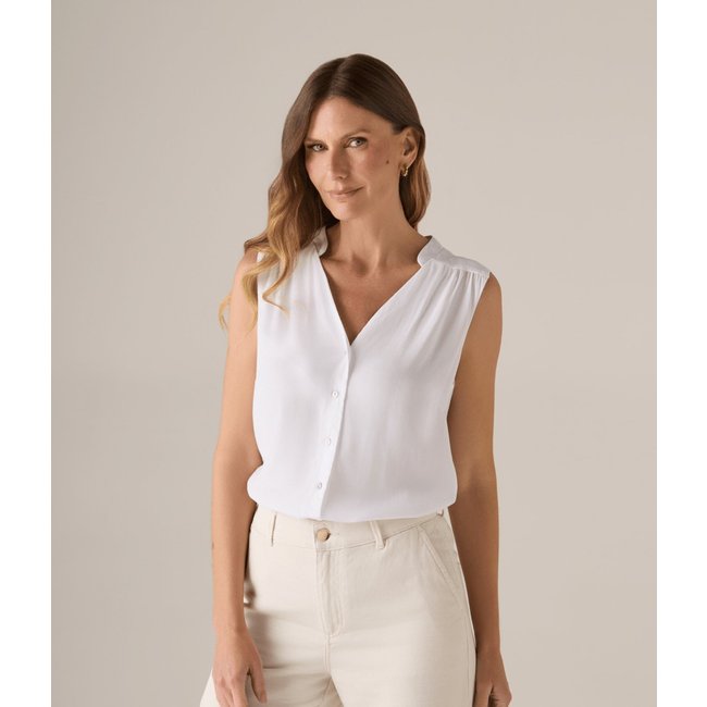 Blusa Makenji Decote V E Pala Costas Feminina Branca