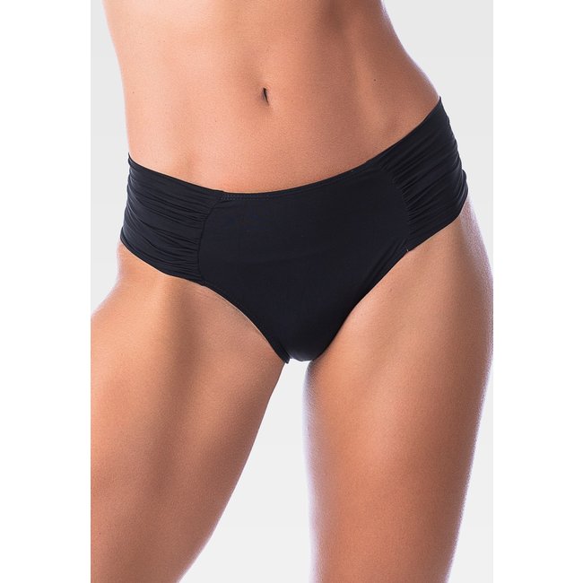 Calcinha de Biquíni Summer Soul Cintura Baixa Lateral Franzida Preta