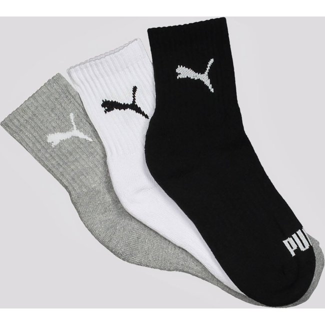 Kit Meia Puma Cano Médio 3 Pares Feminina Cinza, P
