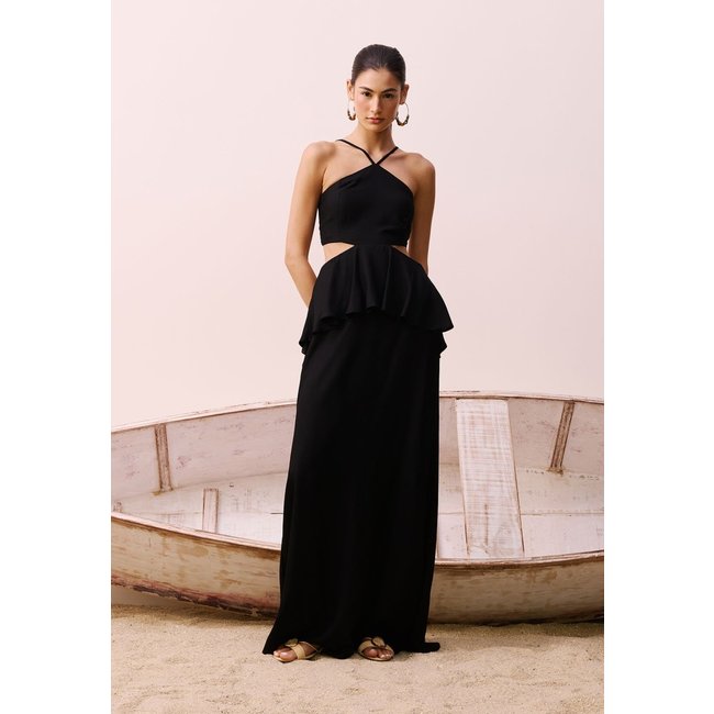Vestido Longo Detalhe Babado