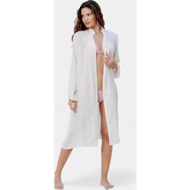Saída De Praia Areia Branca Chemise Baly Nude