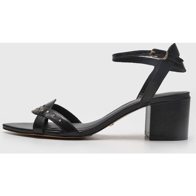 Sandália Feminina Arezzo Salto Bloco Tachas Preta