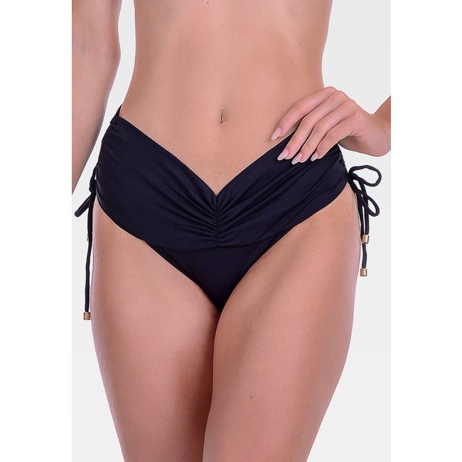 Calcinha Summer Soul Com Franzido Cintura Baixa Preta