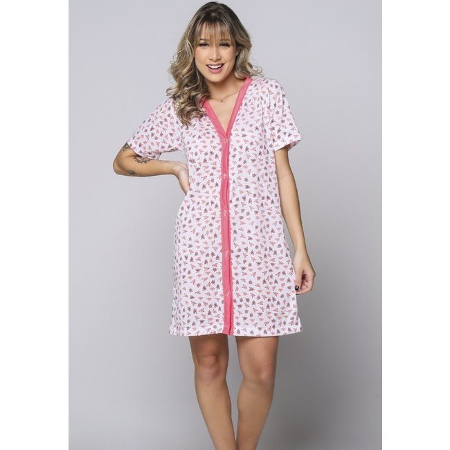 Camisola Aberta com Botão Serra e Mar Modas Pós Cirúrgica Helena Coral