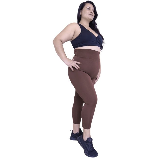 Calça Legging Plus Size Heide Ribeiro Corsário Fit Silver Marrom