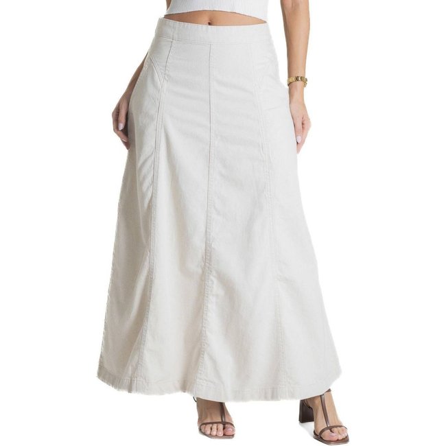Saia Linho Sawary Midi - 280474 - Bege - Sawary
