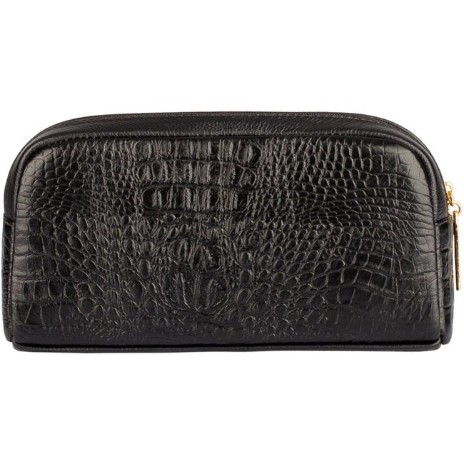 Necessaire Andrea Vinci De Couro Croco Adriana 12x23x6cm - Preto