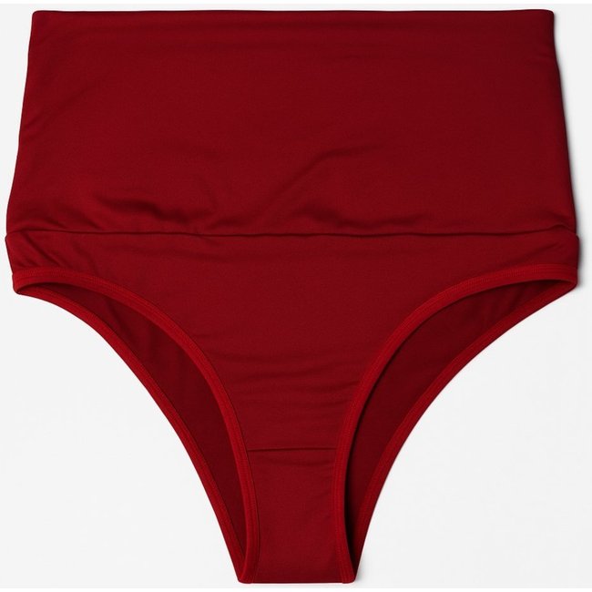 Cinta Alta Suplex Compressão Cós Duplo Feminina Pós-Parto Não Enrola 15 cm Vermelho