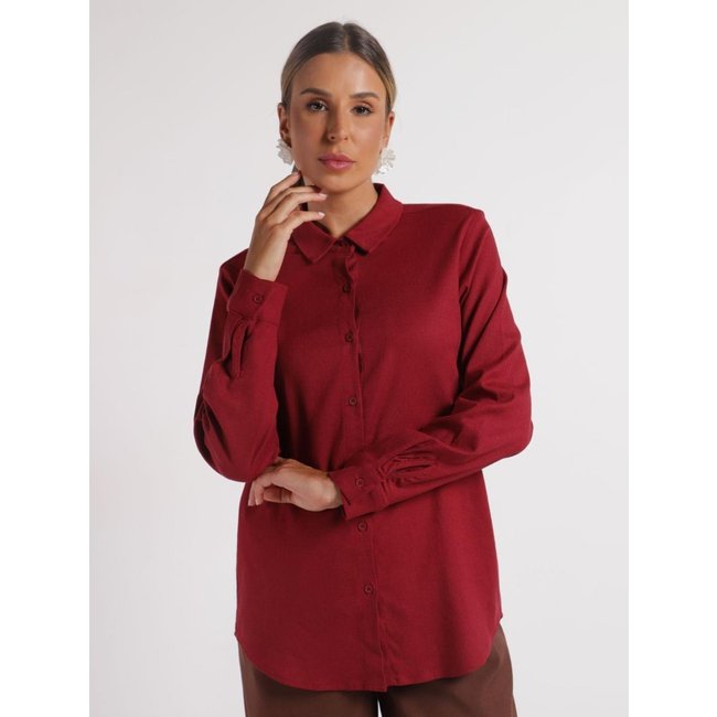 Camisa Linho Alongada Autentique Feminina VINHO