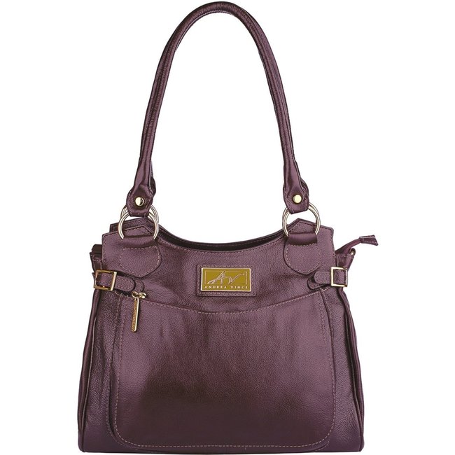 Bolsa Andrea Vinci grande de couro liso Lúcia - Marsala