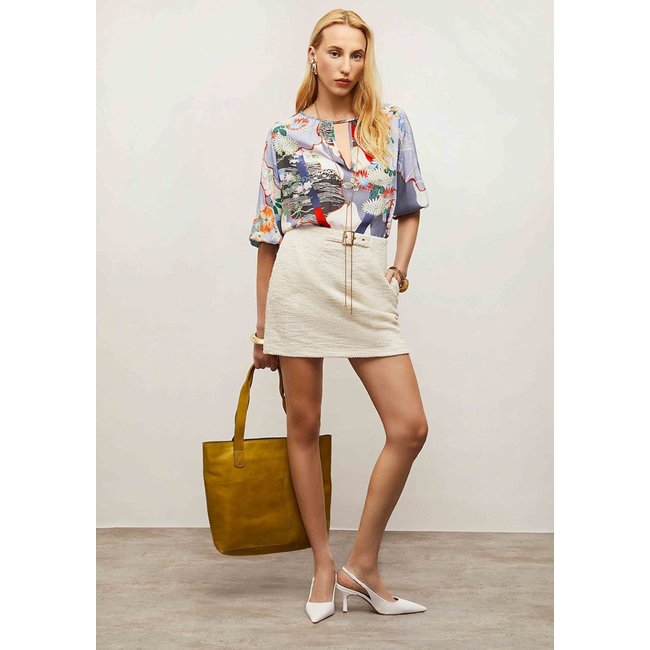 Saia Iódice Reta Alta Curta Off-white