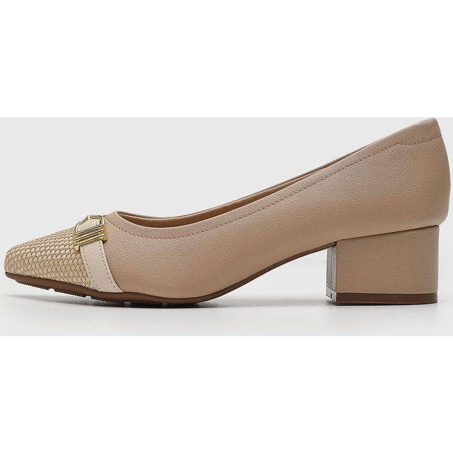 Scarpin Feminino Modare Salto Baixo Bico Fino Bege