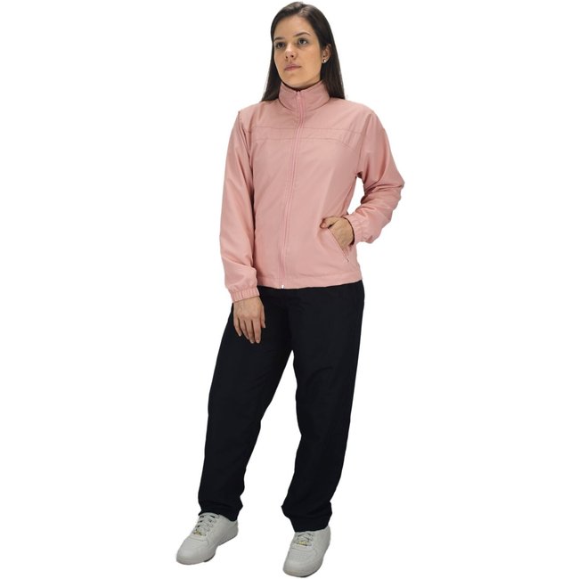 Conjunto Agasalho Feminino Tactel Microfibra Corta Vento Forrado Rosa