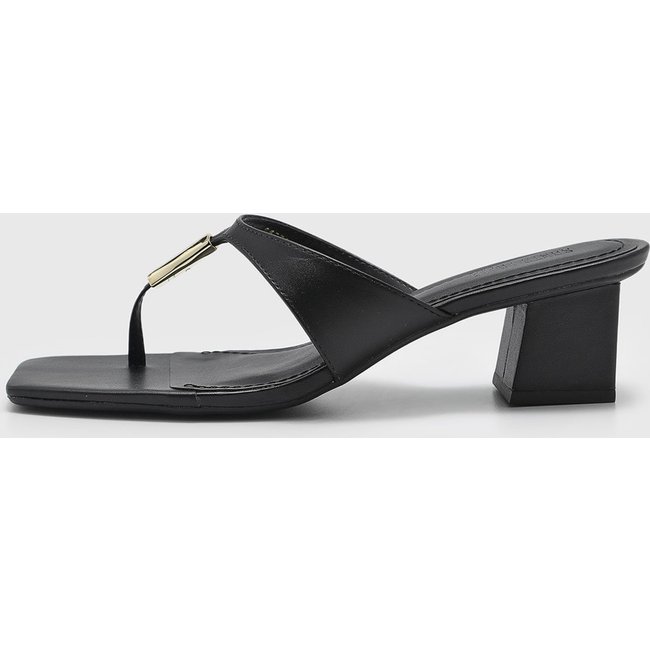 Sandália Feminina Santa Lolla Salto Bloco Detalhe Metal Preta