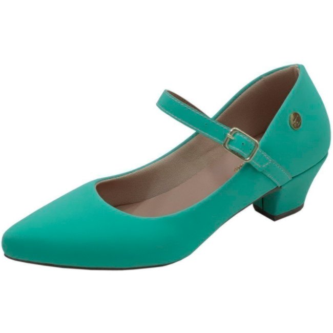Scarpin Bico Fino Donna Santa Boneca Verde Nobuck