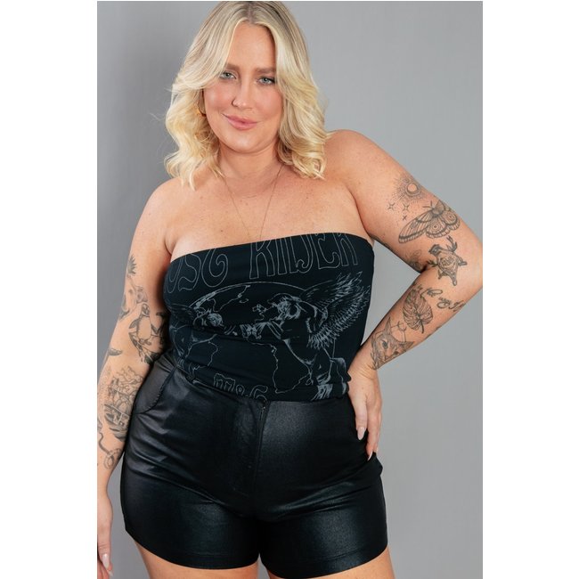 Short Hot Pant Resinado Preto marinaegabriella