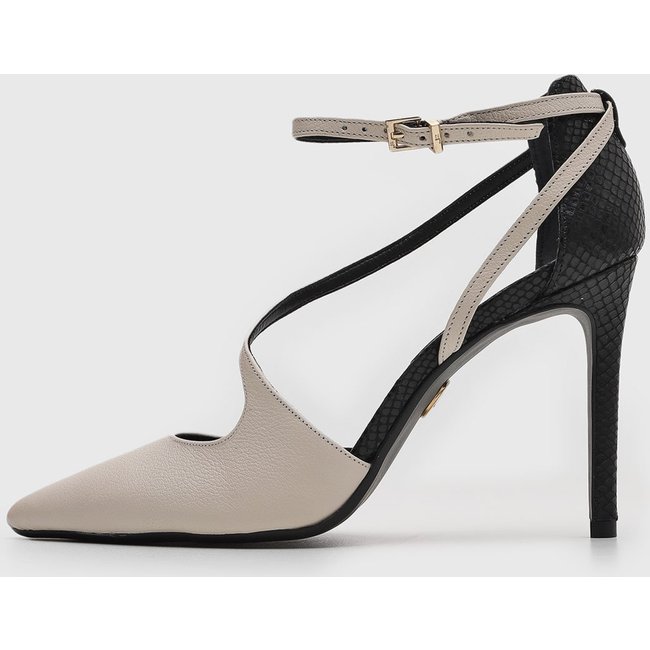 Scarpin Feminino Jorge Bischoff Bicolor Off-White e Preto