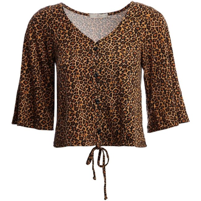 Blusa Cropped Manga 3/4 Ampla Autentique Feminina MARROM