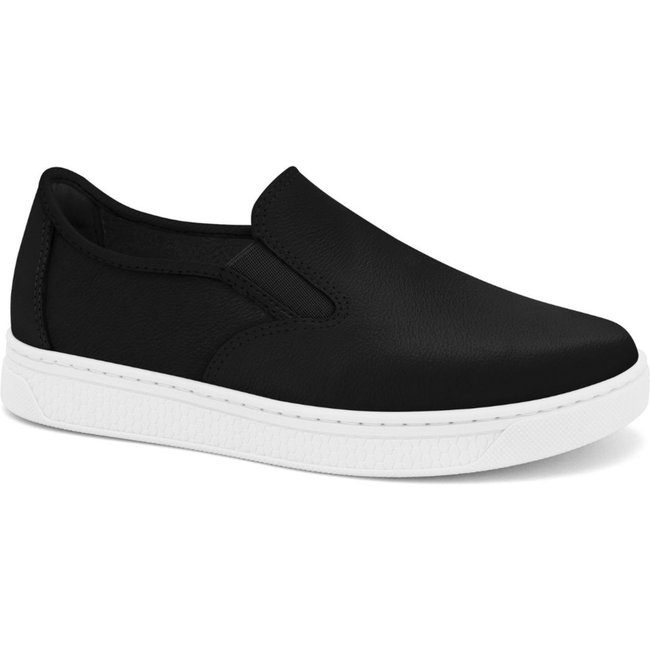 Tênis Feminino Couro Preto Estiloso Comfortflex 2565301-6
