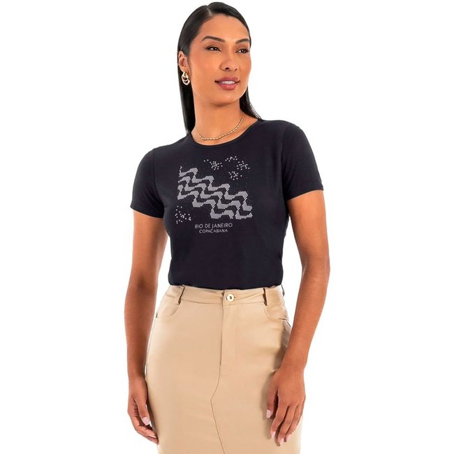 Blusa Feminina Habana Gola Careca Copacabana Preta