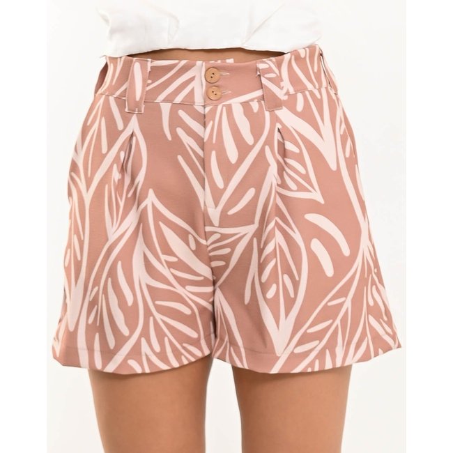 Shorts Bisô Estampado Floral Bege - Bege