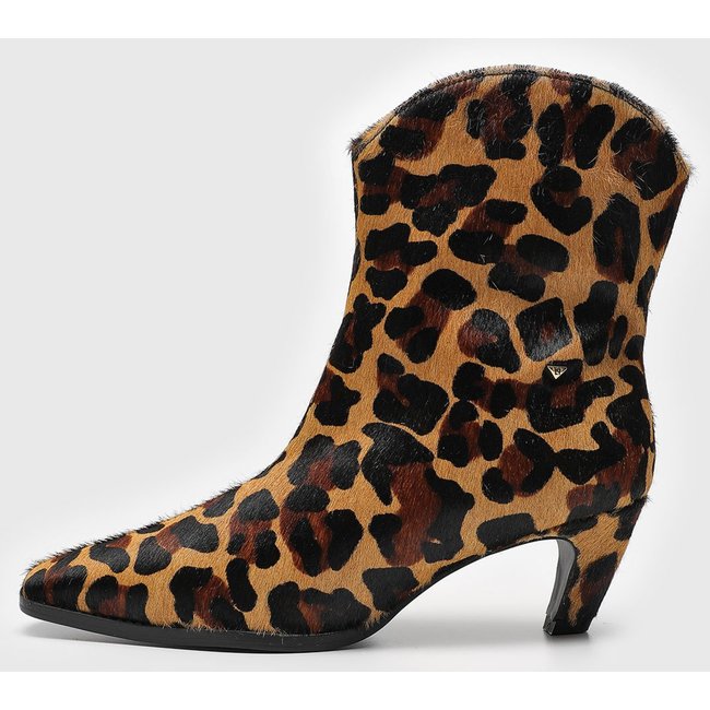 Bota Couro Lança Perfume Animal Print Onça Caramelo