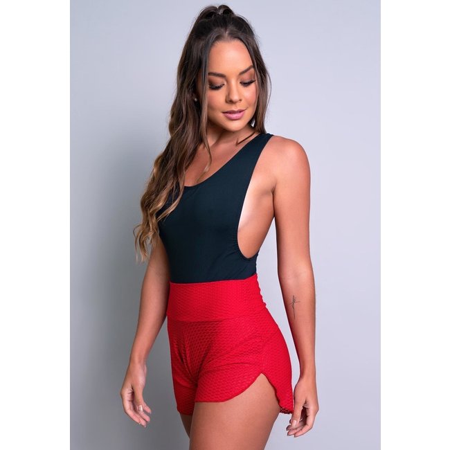 Short Curto MVB Modas Saída De Praia Renda Moda Praia Vermelho