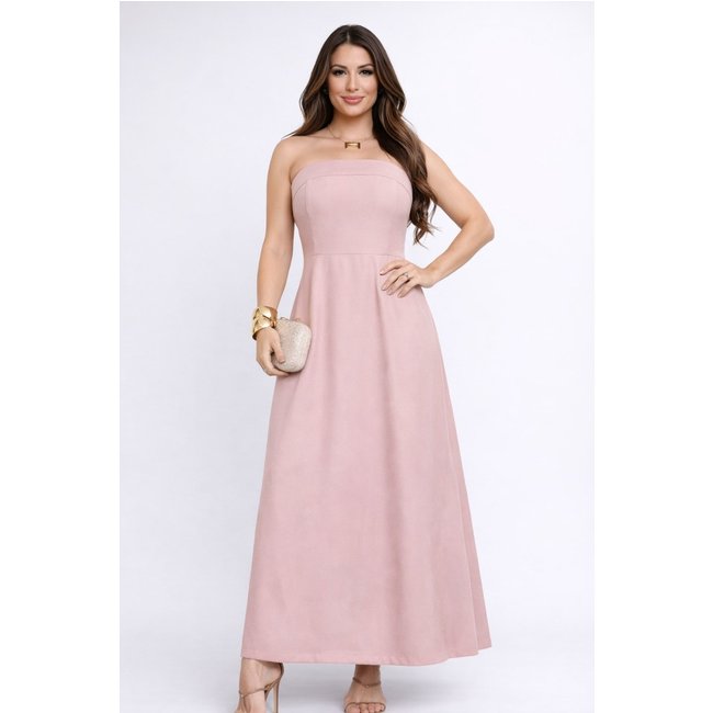 Vestido Midi D Bell Outlet Fashion Toamara que Caia Amarração Rosê